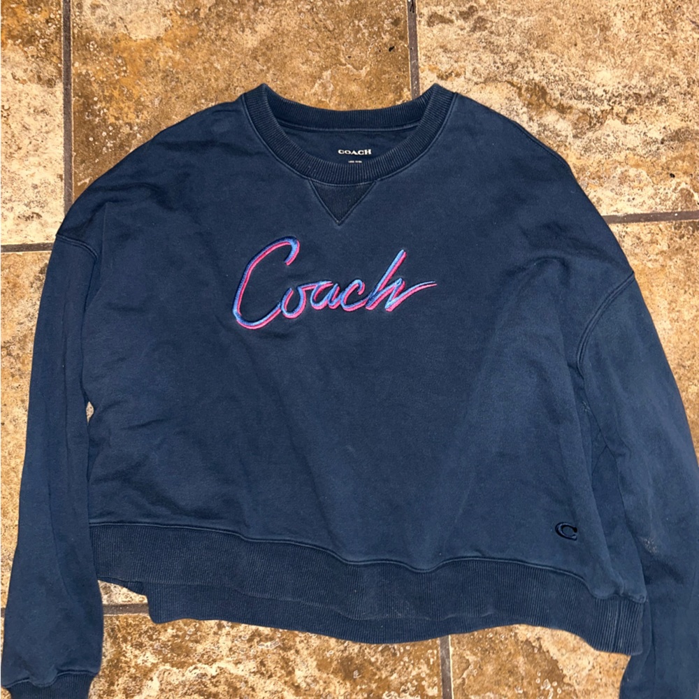 Coach airbrushed sweatshirt long sleeve navy blue logo